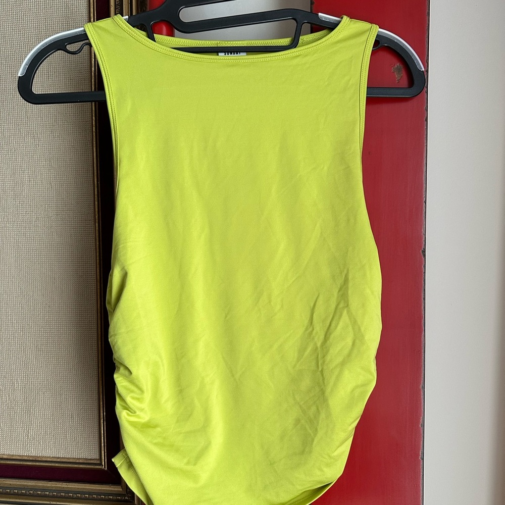 Aritzia Sunday Best Ruched Green Sleeveless Tank